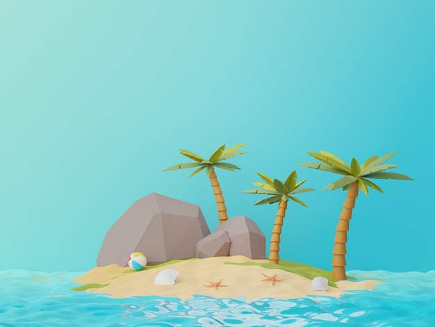 3d render of abstract minimal  scene for showing products or cosmetic presentation with summer beach scene