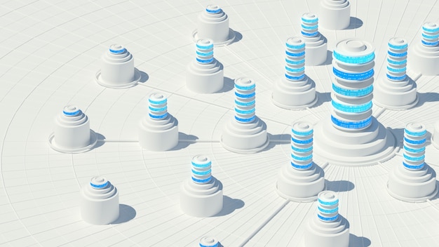 3d render of abstract storage concept.  Server or data centralisation processing.