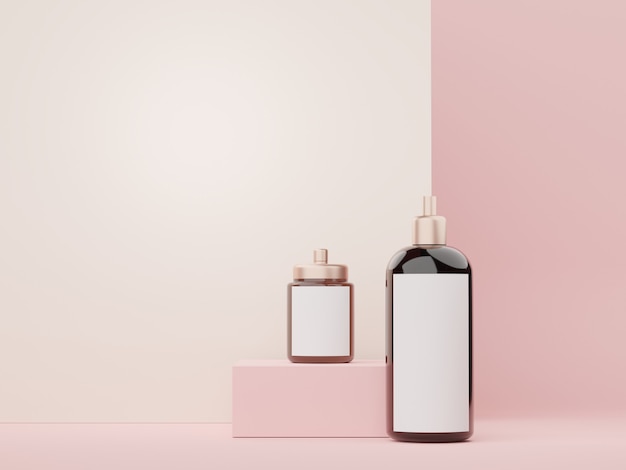 3d render of blank cosmetics skincare product or packaging for mock up Beauty soap and spa concept