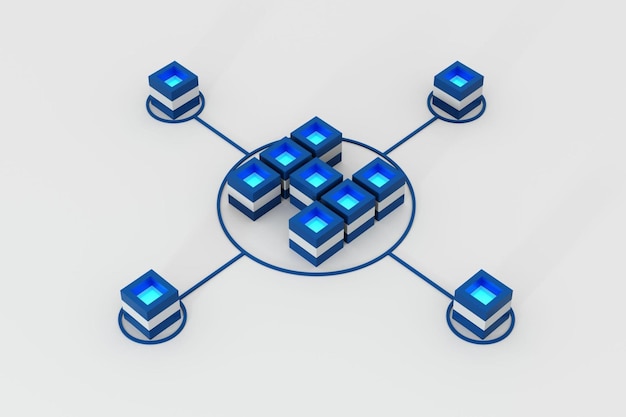 3d render of database servers digital datacenter server network