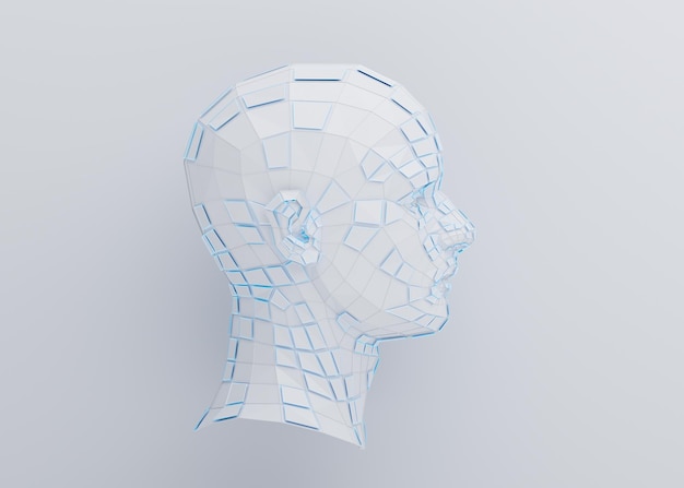 3D Render of Polygonal Human Head