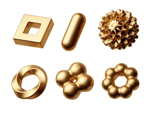 3d render simple geometric shapes primitives and abstract objects