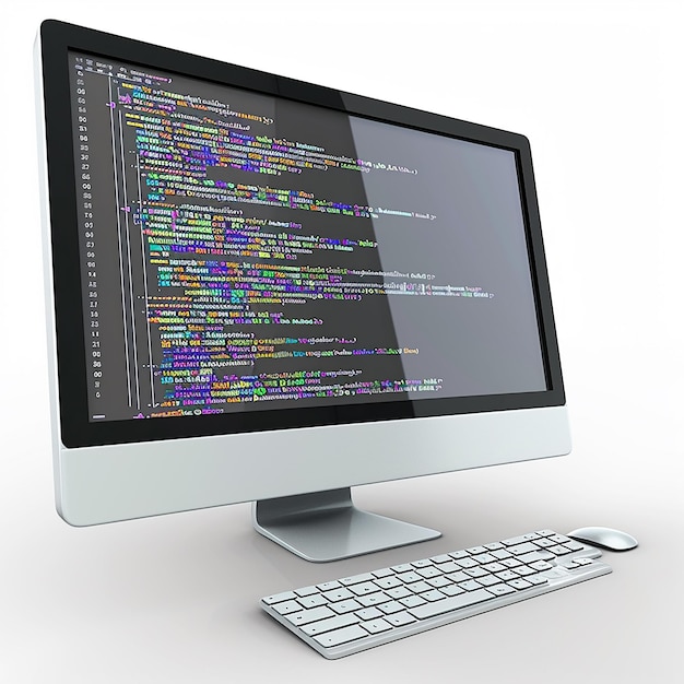 3d rendered photo of a computer monitor with the word code on the screen