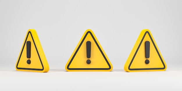 3d rendering 3d illustration warning sign icon on white background attention sign icon icon danger symbol exclamation mark symbol