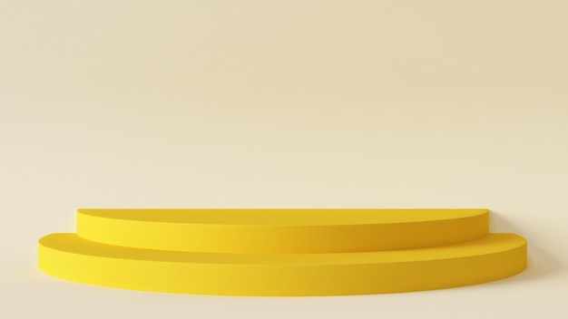 3d rendering abstract geometry yellow color pedestal