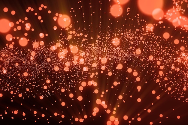 3d rendering abstract polygonal wave background with connecting dots and lines Connection structure Computer HUD Flow Wave Red Lines and dots