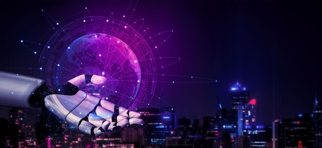 3D rendering artificial intelligence AI research of robot and cyborg development for future of people living Digital data mining and machine learning technology design for computer brain