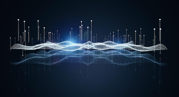 3d rendering big data visualization digital data threads plot network