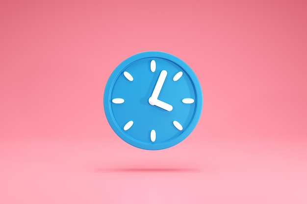 3D Rendering Blue Clock symbols icon circular on background Red Front View