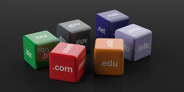 3d rendering cubes with domain names