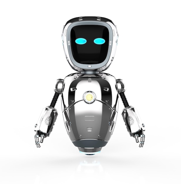 3d rendering cute artificial intelligenceÂ robot or assistant robot with serving tray