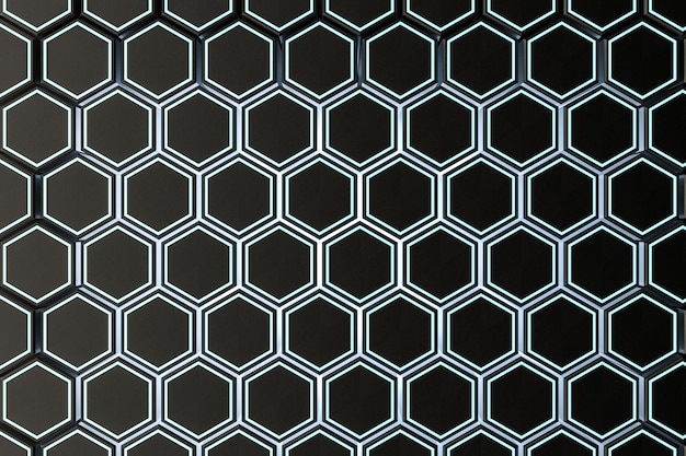3d rendering dark hexagonal background scifi background