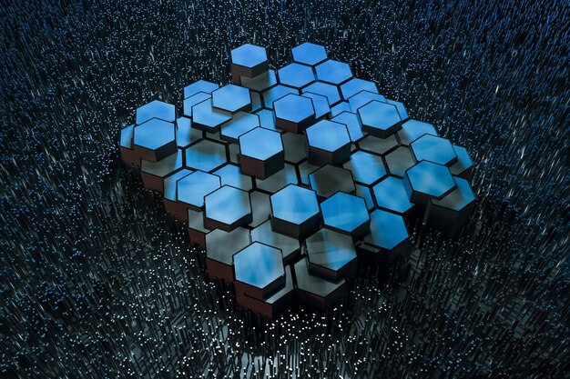 3d rendering dark hexagonal background scifi background