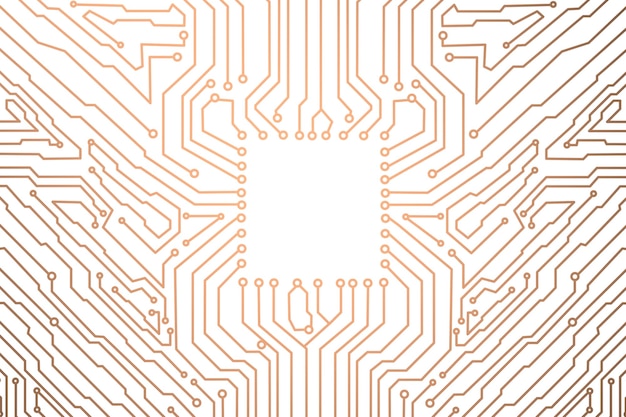 3d rendering empty square on copper circuit board