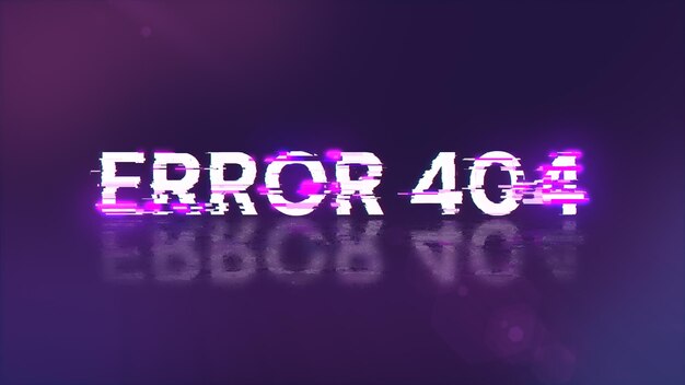 3d rendering error 404 text with screen effects of technological glitches