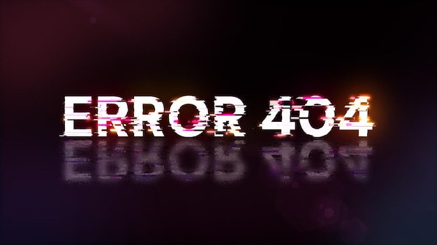 3d rendering error 404 text with screen effects of technological glitches