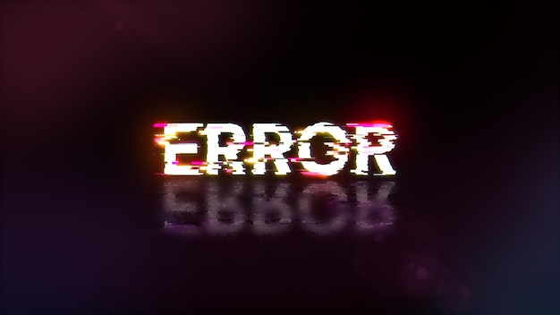 3d rendering error text with screen effects of technological glitches