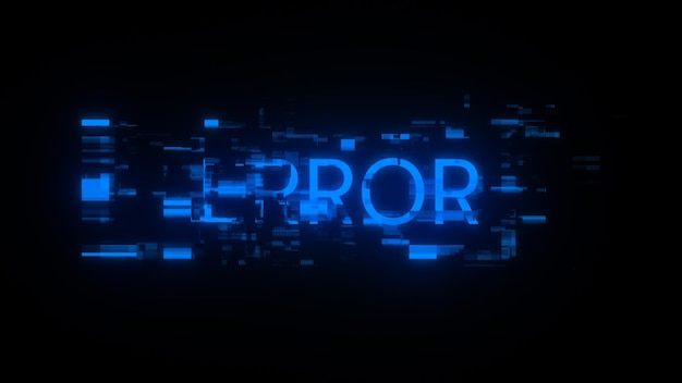 3D rendering error text with screen effects of technological glitches