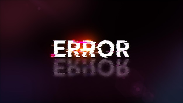 3d rendering error text with screen effects of technological glitches