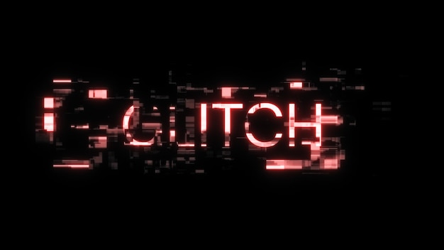 3D rendering glitch text with screen effects of technological glitches