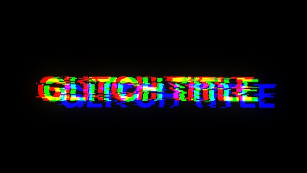 3d rendering glitch title text with screen effects of technological glitches