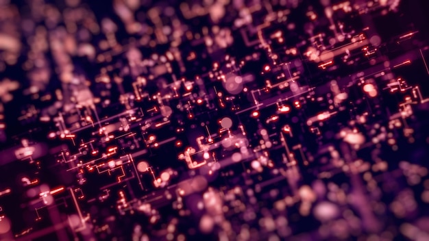 3D rendering illustration abstract pink neon lights