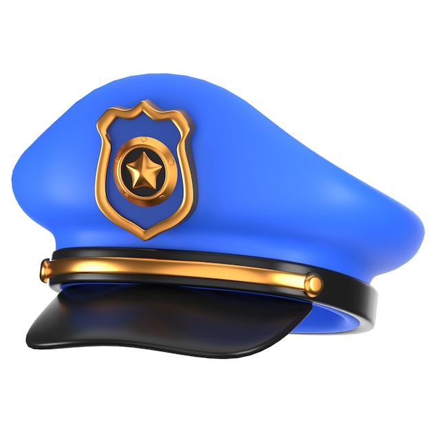3d rendering illustration of police hat badge icon