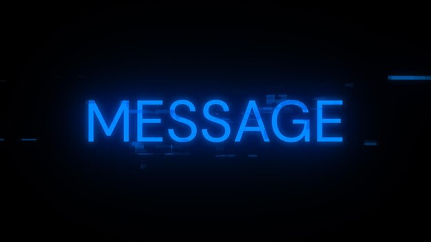 3d rendering message text with screen effects of technological glitches