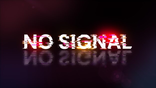 3d rendering no signal text with screen effects of technological glitches
