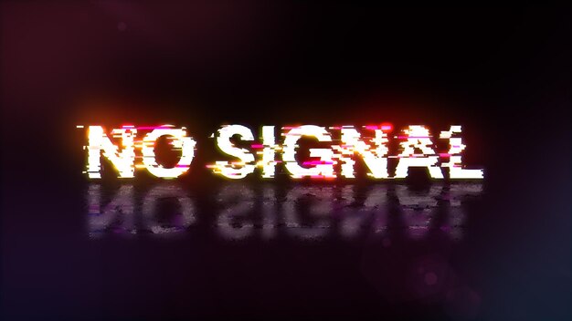 3d rendering no signal text with screen effects of technological glitches