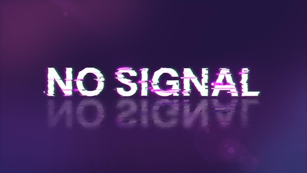 3d rendering no signal text with screen effects of technological glitches