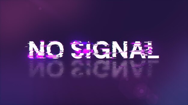 3d rendering no signal text with screen effects of technological glitches