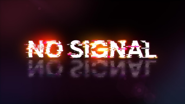 3d rendering no signal text with screen effects of technological glitches