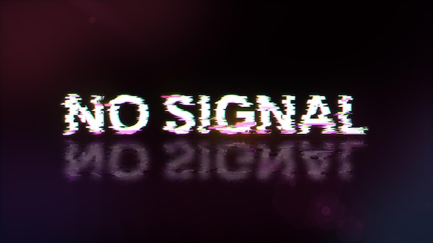 3d rendering no signal text with screen effects of technological glitches
