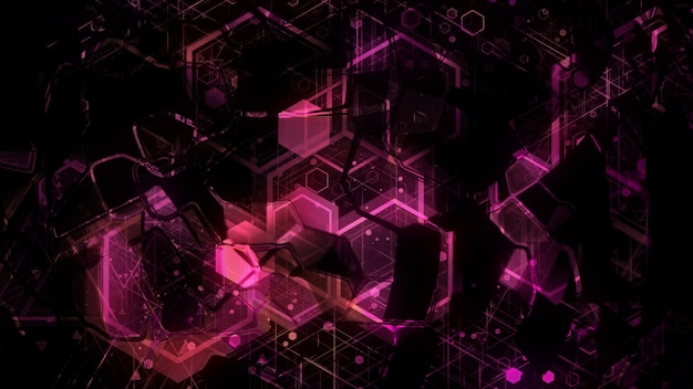 3D rendering of abstract geometric background. Colorful luminous geometric shapes form a background in the form of a color scheme