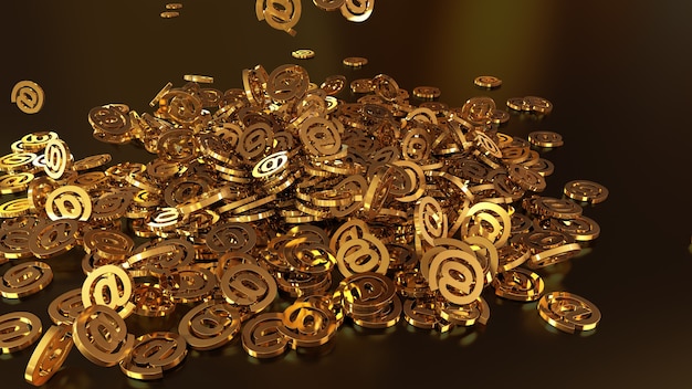 3d rendering of falling signs email. variant in color style