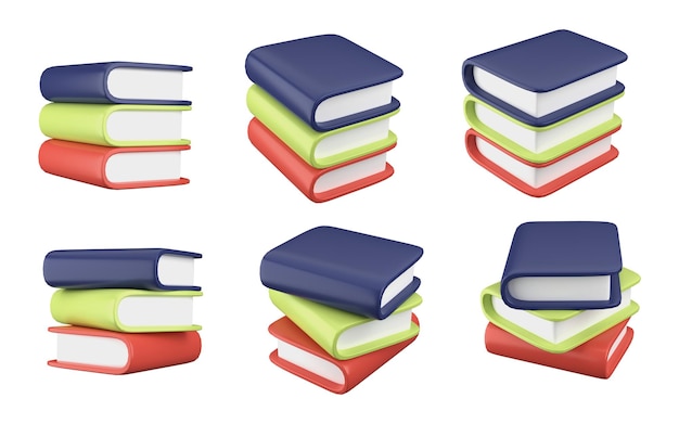 3d rendering of school stack of books fit for design assets of education science back to school