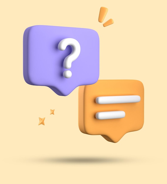3d rendering of speech bubble 3D pastel chat with question mark icon set