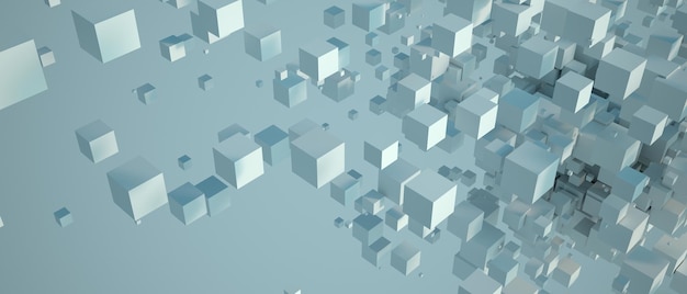 3D rendering of white cubes floating in space