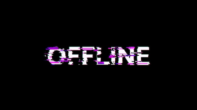3D rendering offline text with screen effects of technological glitches