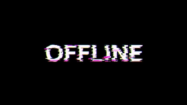 3D rendering offline text with screen effects of technological glitches