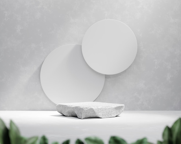 3D rendering platform podium with plant product presentation background