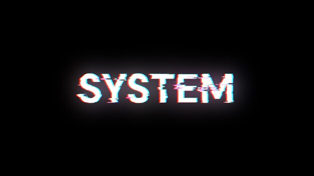 3D rendering system text with screen effects of technological glitches