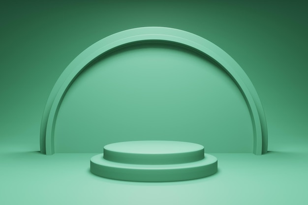 3d rendering turquoise cylinder podium or pedestal for product display mockup