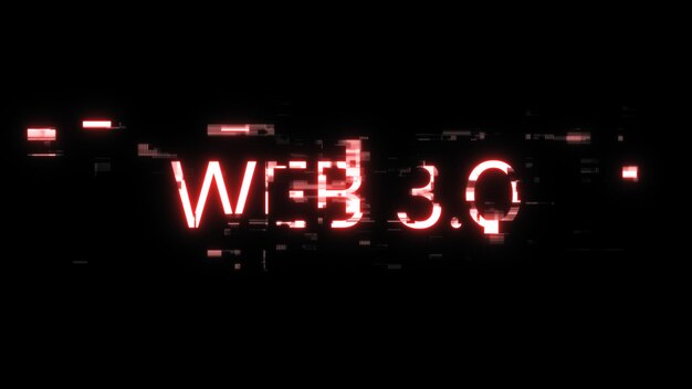 3D rendering WEB 30 text with screen effects of technological glitches
