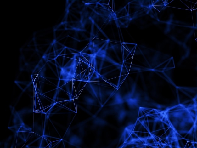 3D-renderöinti abstraktista taustasta, jossa on yhdistäviä viivoja ja pisteitä. Teknologia, viestintä