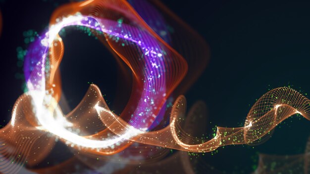 3D-renderöinti abstraktista yhteenkietoutuneiden pisteiden rakenteesta