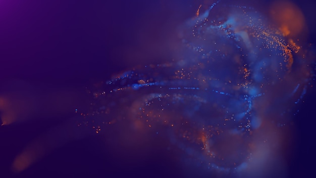 3d-renderöinti monivärisestä, elävästä ja abstraktista hiukkaspilvestä avaruudessa