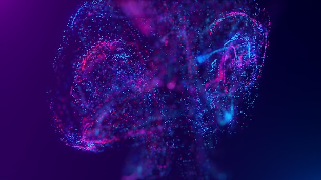 3d-renderöinti monivärisestä, elävästä ja abstraktista hiukkaspilvestä avaruudessa