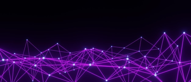 3D-renderöinti RGB-neonvalosta pimeydessä. Abstrakteja laserlinjoja näkyy yöllä. Ultraviolettispektri-säde kohtaus mallinnusta ja verkkobanneria varten.